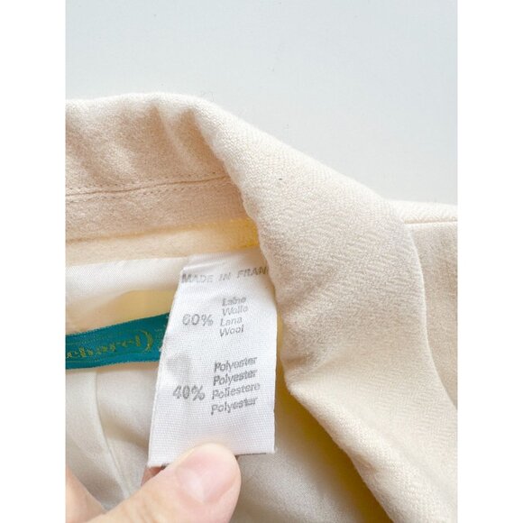 Vintage 80's CACHAREL Ivory Wool Blend Single Breasted Blazer Jacket, Size 36/XS - Picture 14 of 16